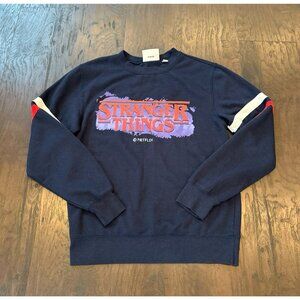Original Stranger Things Spell Out Adult sm Navy Rugby Sweater‎ Stretch